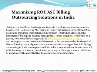 Maximizing ROI ASC Billing Outsourcing Solutions in India