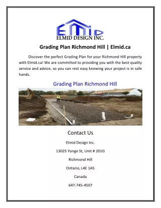 Grading Plan Richmond Hill | Elmid.ca