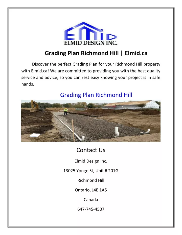 grading plan richmond hill elmid ca