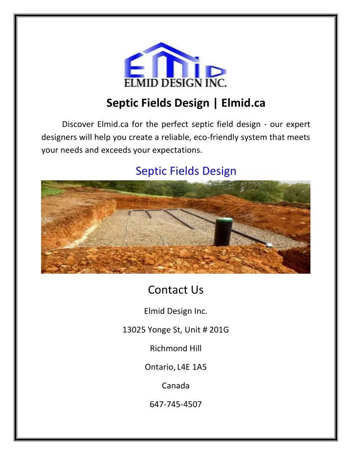 septic fields design elmid ca