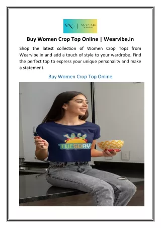 Buy Women Crop Top Online  Wearvibe.in