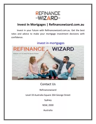 Invest In Mortgages | Refinancewizard.com.au