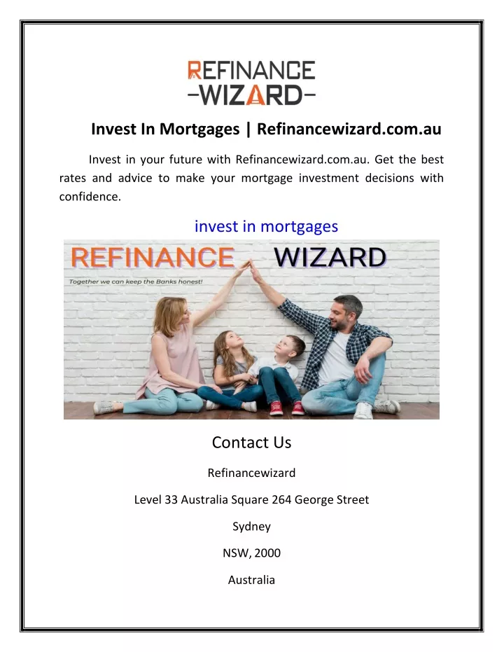 invest in mortgages refinancewizard com au