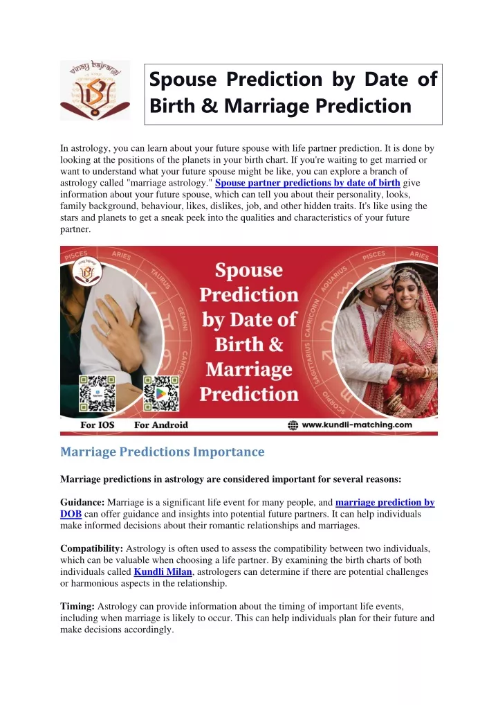 spouse prediction by date of birth marriage