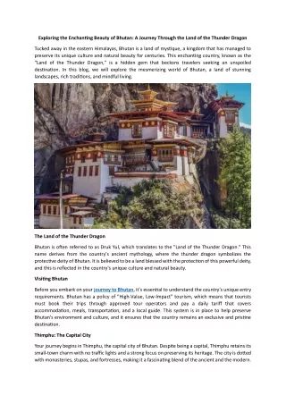Explore Tourism in Bhutan - Frontiers Beyond