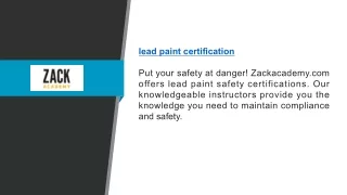 Lead Paint Certification | Zackacademy.com
