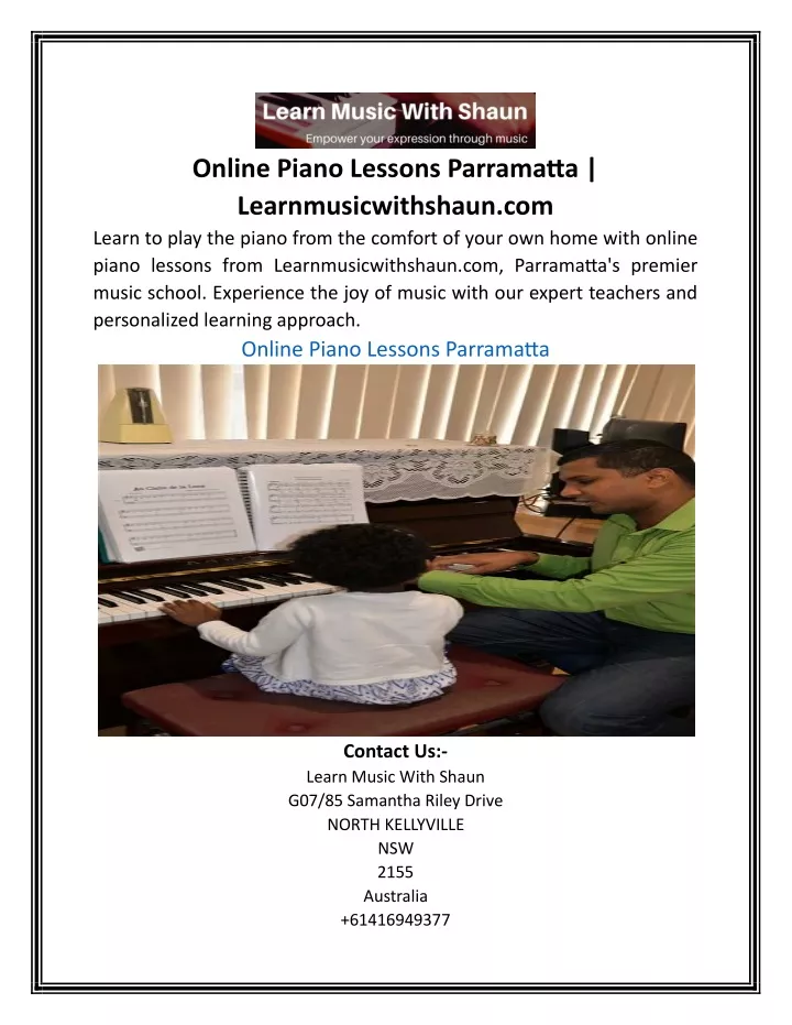 online piano lessons parramatta