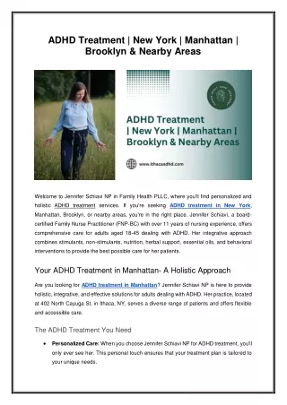 ADHD Treatment - New York  Manhattan - Brooklyn & Nearby Areas