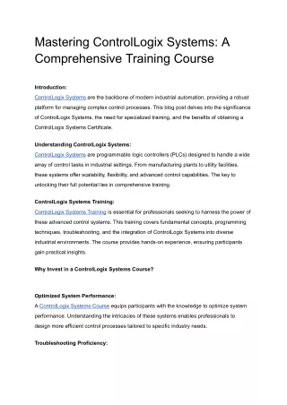 mastering controllogix systems a comprehensive