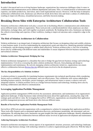 Breaking Down Silos with Enterprise Architecture Collaboration Tools