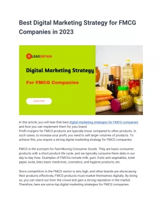 Best Digital Marketing Strategy for FMCG Companies in 2023 - Google Docs