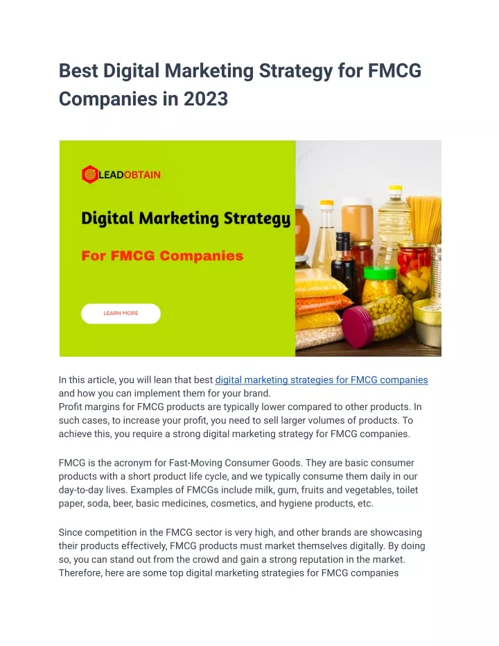 best digital marketing strategy for fmcg