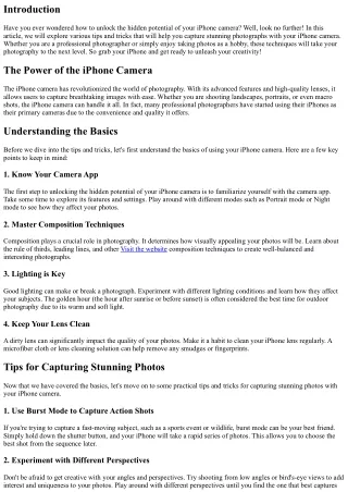 Unlock the Hidden Potential of Your iPhone Camera: Tips and Tricks for Stunning