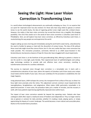 seeing the light how laser vision correction