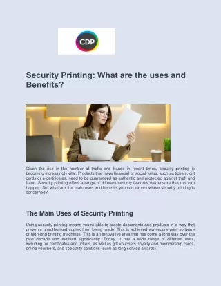 security printing what are the uses and benefits