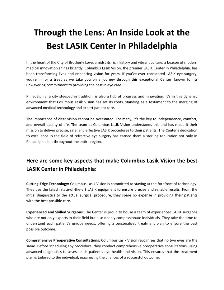 through the lens an inside look at the best lasik