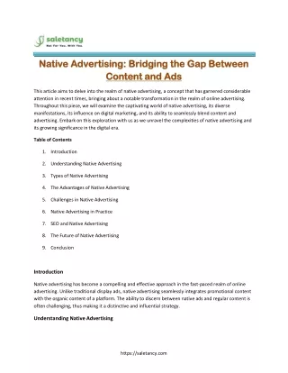 native advertising bridging the gap between