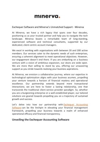 exchequer software and minerva s unmatched