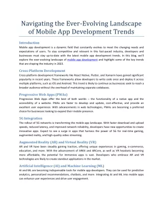 Navigating the Ever-Evolving Landscape of Mobile App Development Trends
