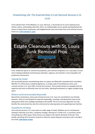 The Essential Role of Junk Removal Services in St. Louis