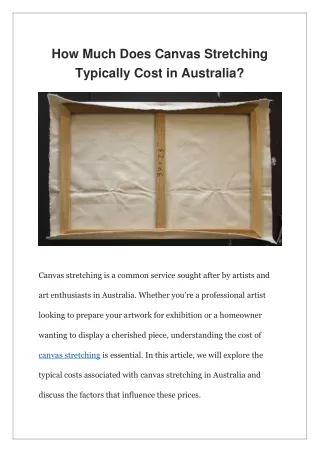 How Much Does Canvas Stretching Typically Cost in Australia?