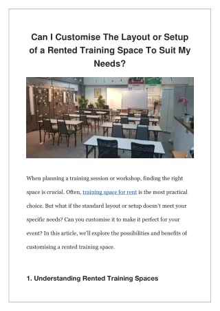 Can I Customise The Layout or Setup of a Rented Training Space To Suit My Needs?