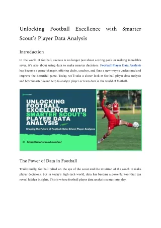 Unlocking Football Excellence with Smarter Scout's Player Data Analysis