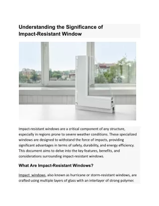 Understanding the Significance of Impact-Resistant Window