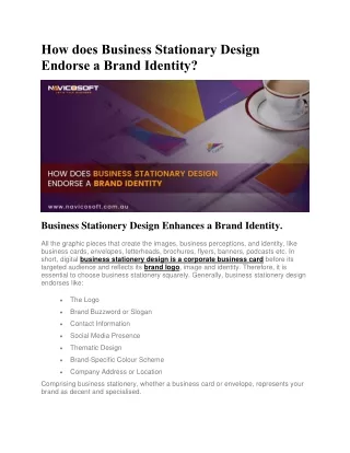 How does Business Stationary Design Endorse a Brand Identity