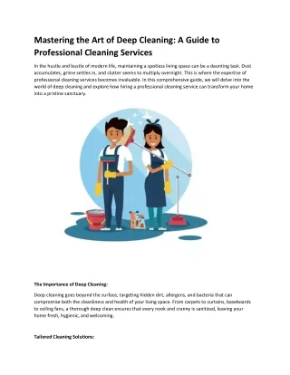 Mastering the Art of Deep Cleaning A Guide to Professional Cleaning Services