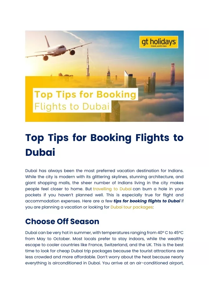 top tips for booking flights to dubai
