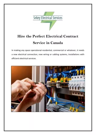 Hire the Perfect Electrical Contract Service in Canada