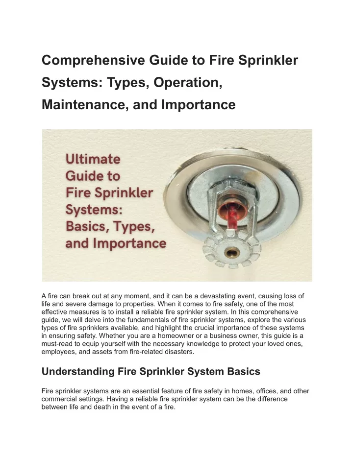 comprehensive guide to fire sprinkler systems