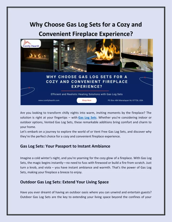 why choose gas log sets for a cozy and convenient
