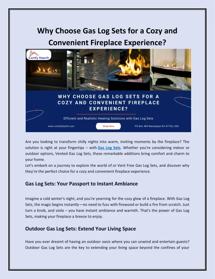 PPT - Why Choose Gas Log Sets for a Cozy and Convenient Fireplace ...