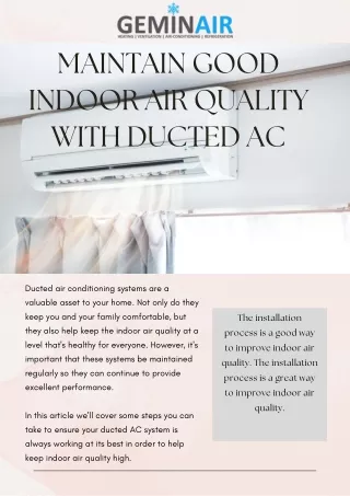 Maintain Good Indoor Air Quality With Ducted AC
