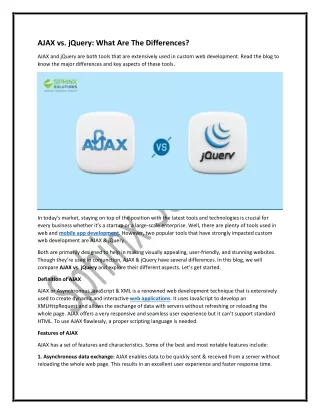 ajax vs jquery what are the differences