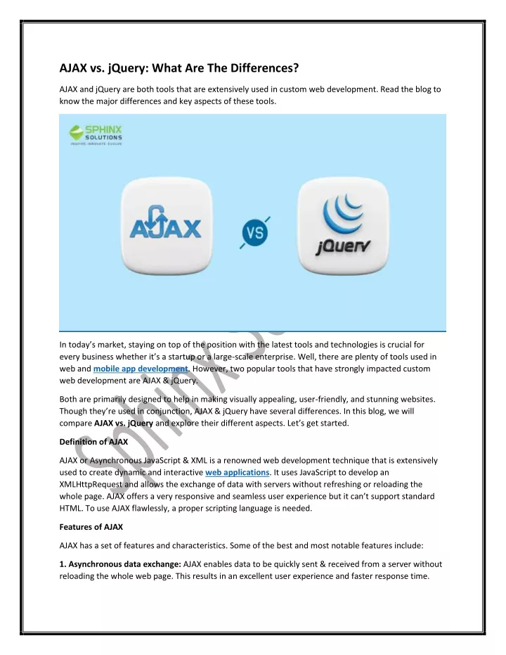 ajax vs jquery what are the differences