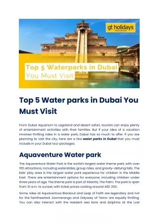 5 Waterparks in Dubai You Must Not Miss