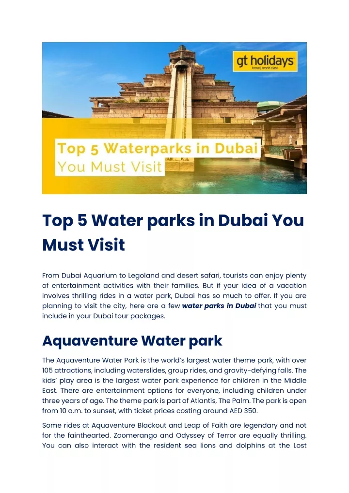 top 5 water parks in dubai you must visit