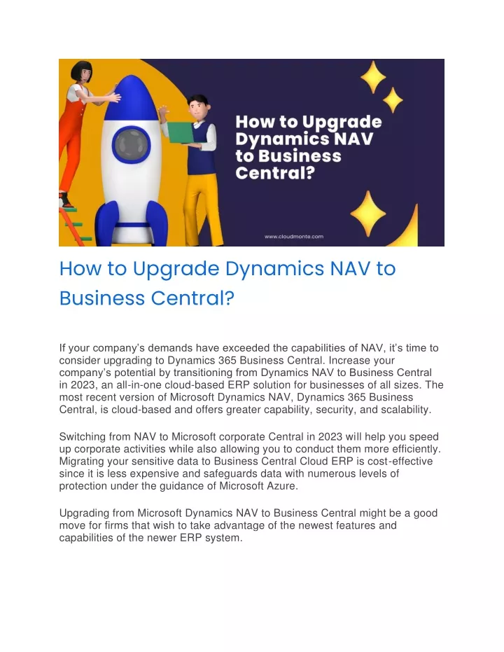 how to upgrade dynamics nav to business central
