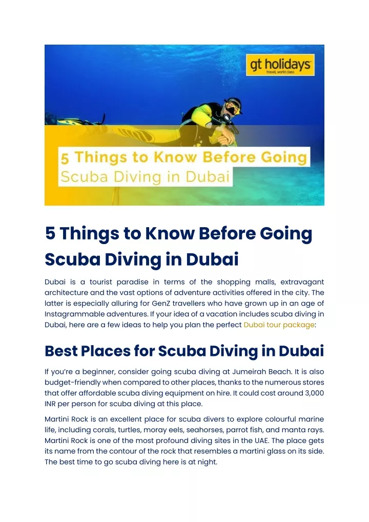5 things to know before going scuba diving