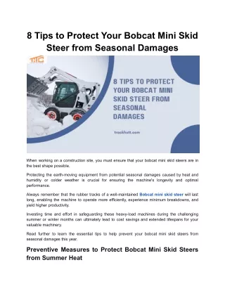 8 Tips to Protect Your Bobcat Mini Skid Steer from Seasonal Damages