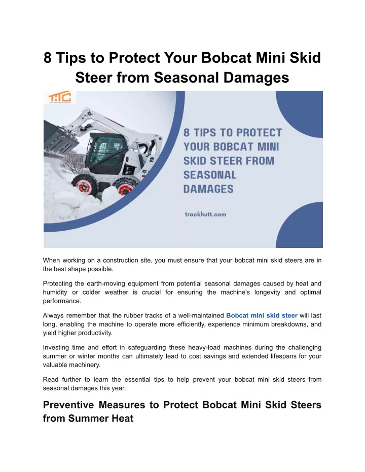 8 tips to protect your bobcat mini skid steer