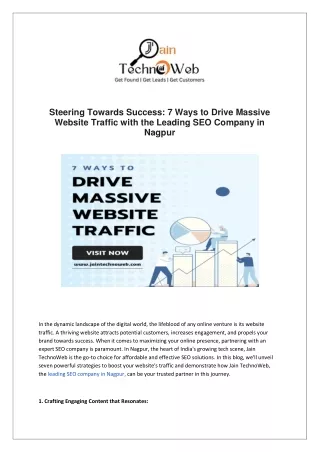 7 Ways to Drive Massive Website Traffic with the Leading SEO Company in Nagpur