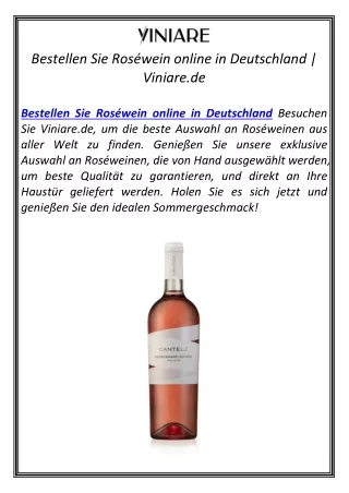 Bestellen Sie Roséwein online in Deutschland | Viniare.de