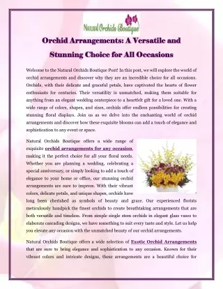 Orchid Arrangements A Versatile and Stunning Choice for All Occasions