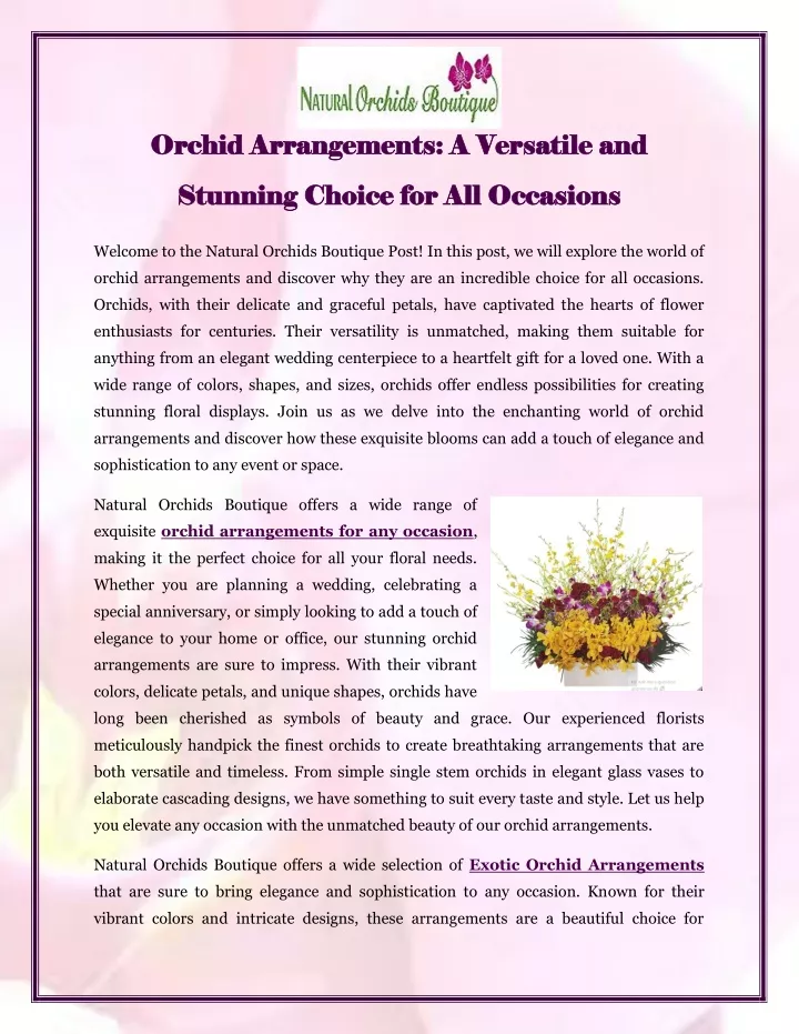 orchid arrangements a versatile and orchid