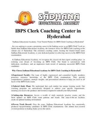 IBPS Clerk Coaching Center in Hyderabad(1)