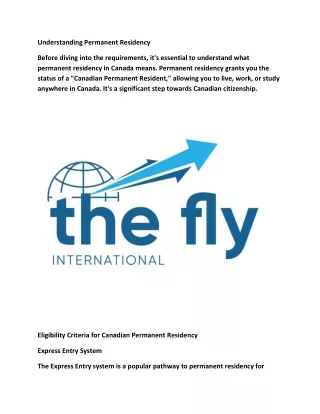 Requirements for Permanent Residency in Canada / The Fly International